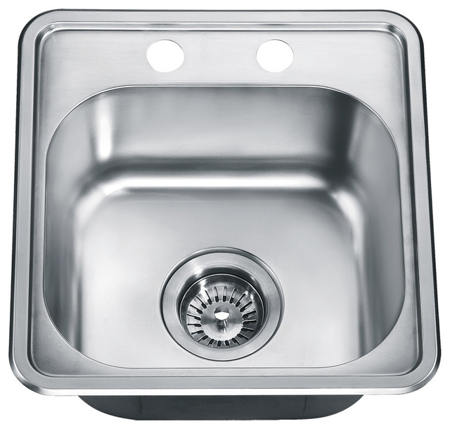 Dawn Top Mount Single Bowl Bar Sink With 2 Holes Contemporary