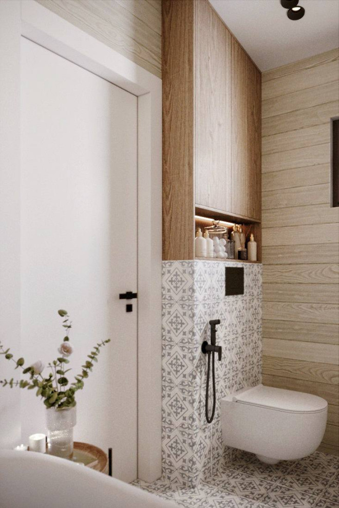 Дизайн ванной комнаты в доме из бруса