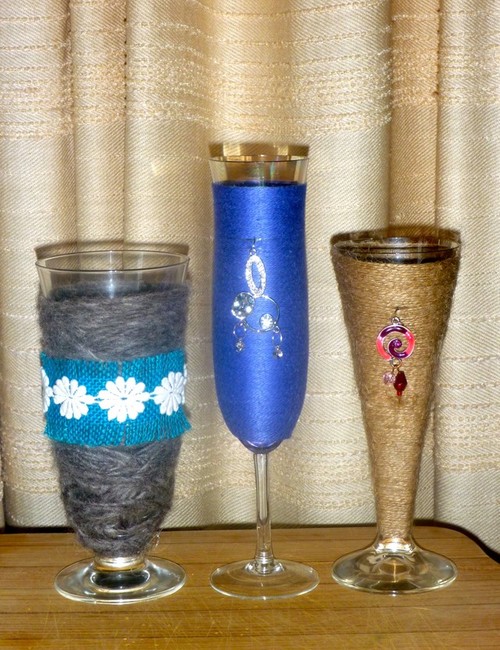 Alternative uses for tall bottles String Wrapped Vases