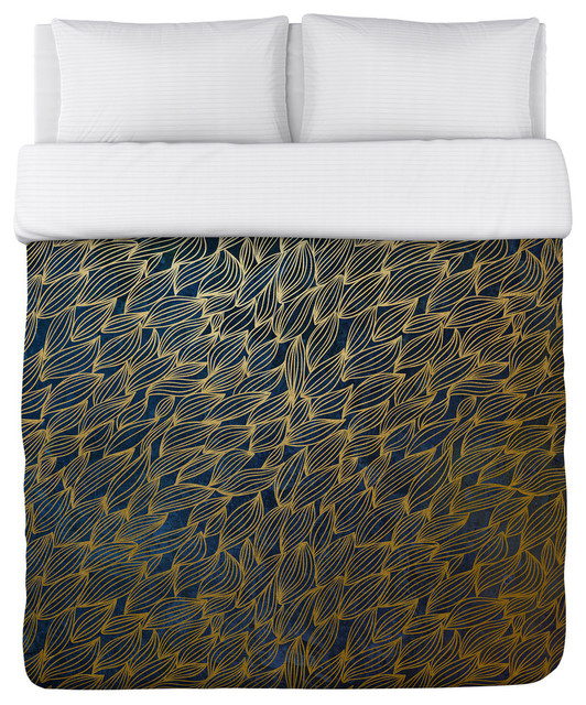 Navy Gold Duvet Cover, Queen Contemporary Duvet Covers And