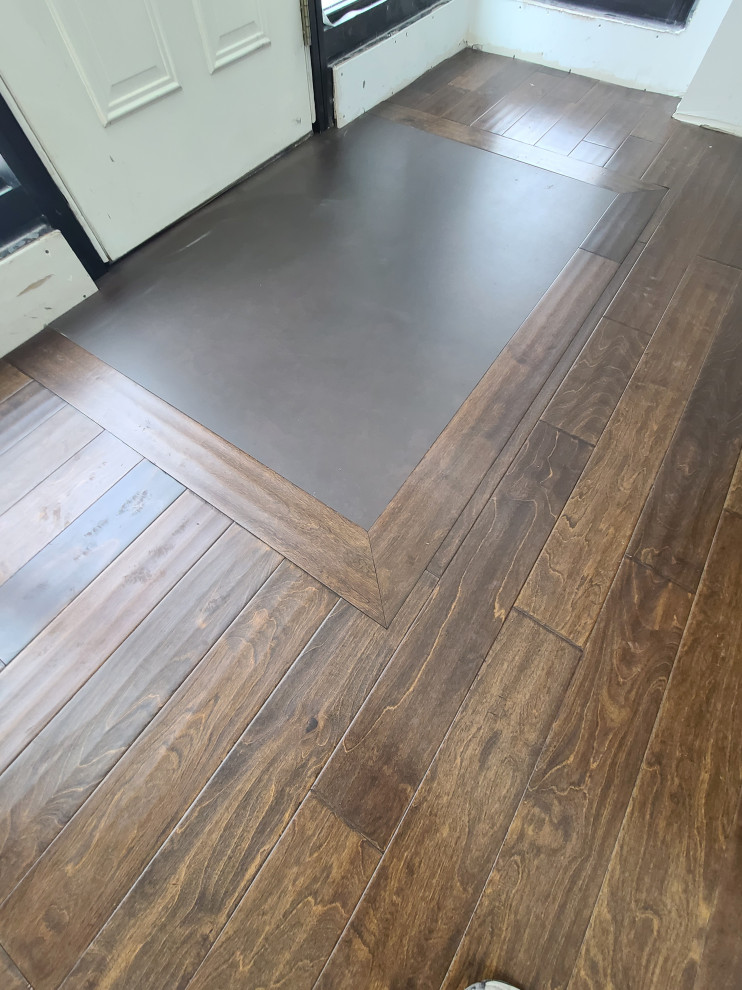 Sleek Engineered Hardwood & Modern Sliding Door by I’m The Man Services