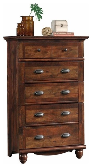 Pemberly Row Contemporary 5 Drawer Slim Dresser Chest In Black 12