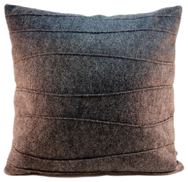 Wool Felt Pillow With Wavy Ribbing Contemporary Decorative