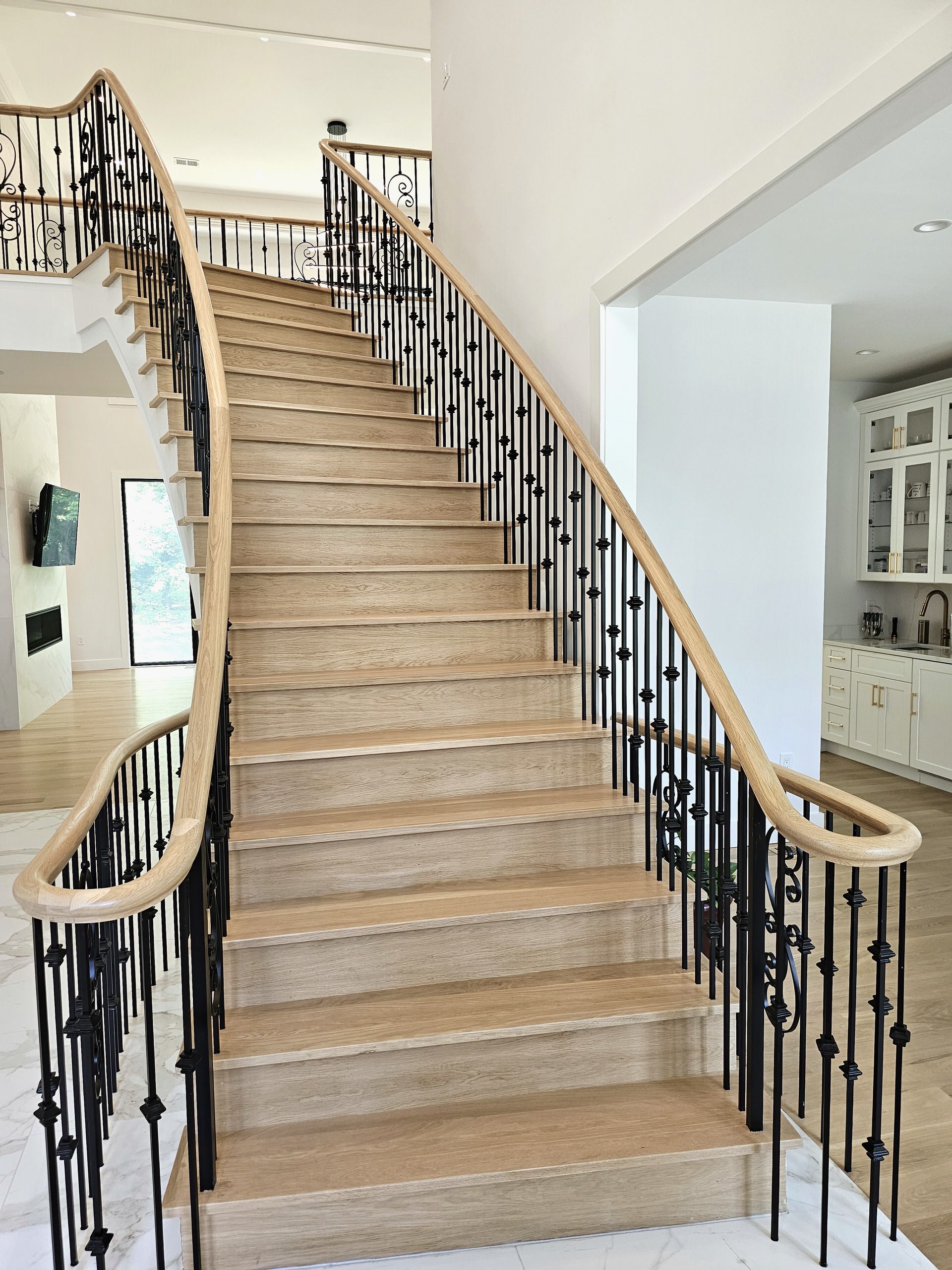 120_Luxurious White Oak Stair with Iron Balusters, Great Falls, 22066