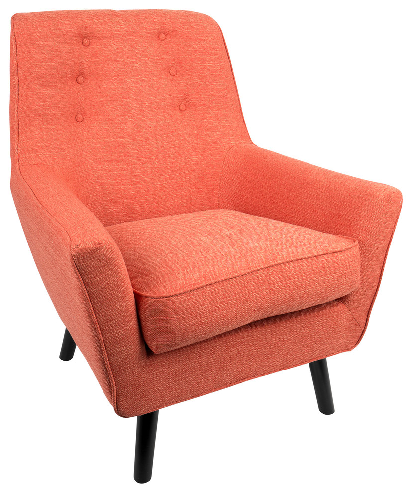 Vail Mid-Century Modern Accent Chair, 37", Orange