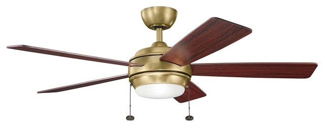 Kichler Starkk Ceiling Fan with Light, Natural Brass, 52"