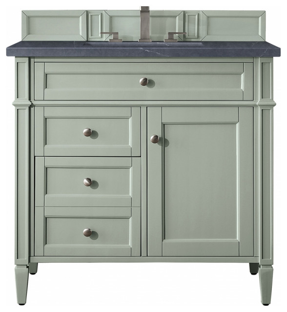 36" Transitional Sage Green Freestanding Single Sink Bathroom Vanity