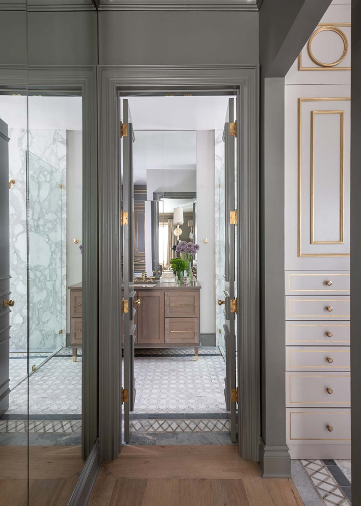 Inspiration for a transitional closet remodel in Austin