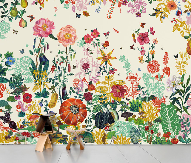 Domestic Jardin Scenic Wallpaper, 8 Strips, Creme