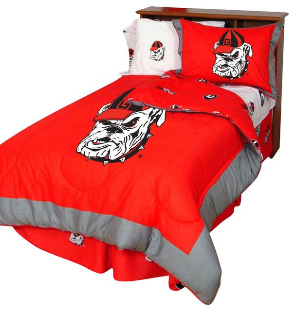 Georgia Bulldogs Bed in a Bag Twin, With White Team Sheets, Twin