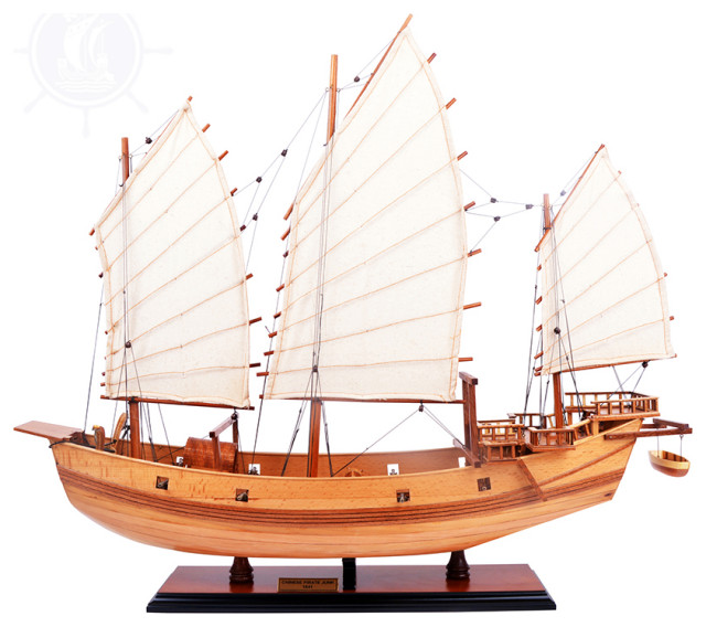 Chinese Junk Natural Finish Wooden Handcrafted boat model