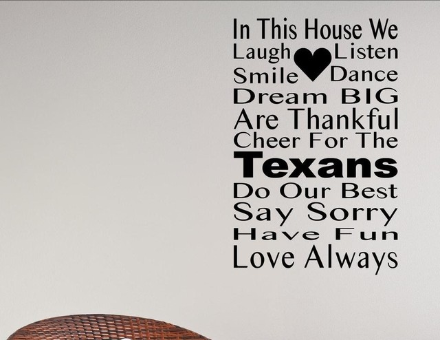 In This House We Cheer For The Texans Wall Decor Stickers