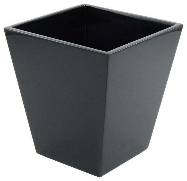 Black Lacquer Waste Basket Contemporary Wastebaskets by Hudson