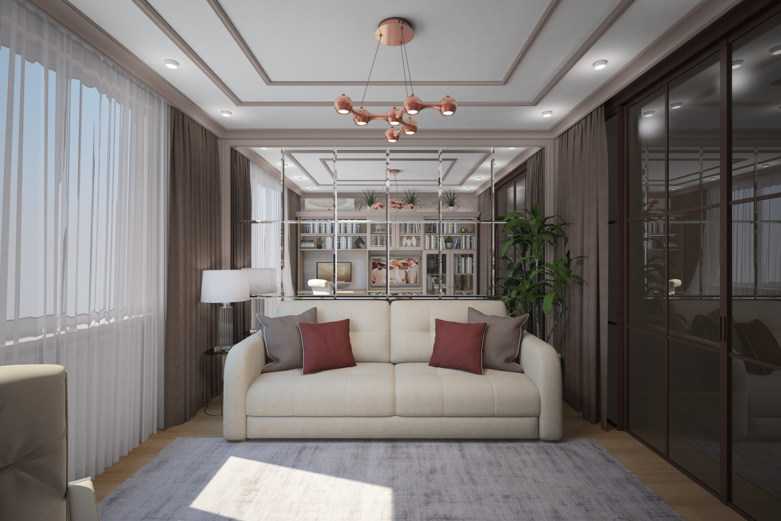 Кабинет. Квартира в многоэтажном доме 160м2. 1 Вариант.