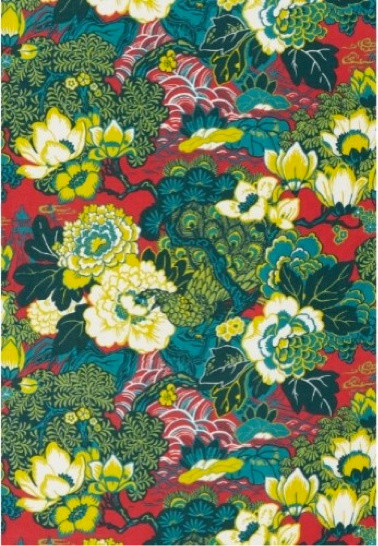 Shanghai Peacock Fabric, Cerise