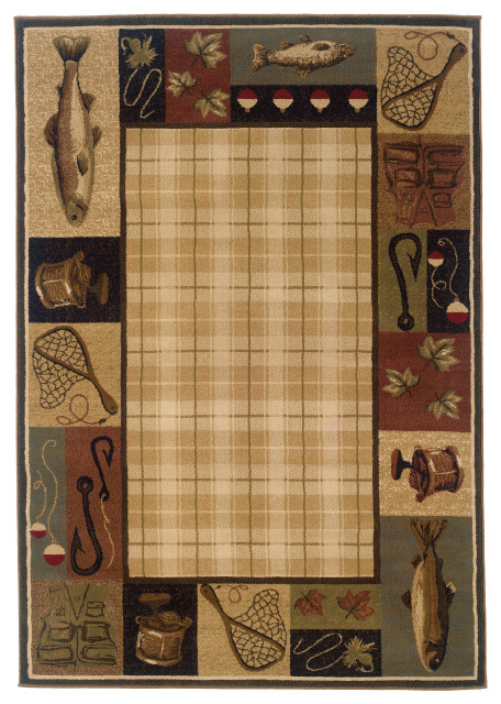 Harrison Lodge Beige and Black Rug, 5'3"x7'6"