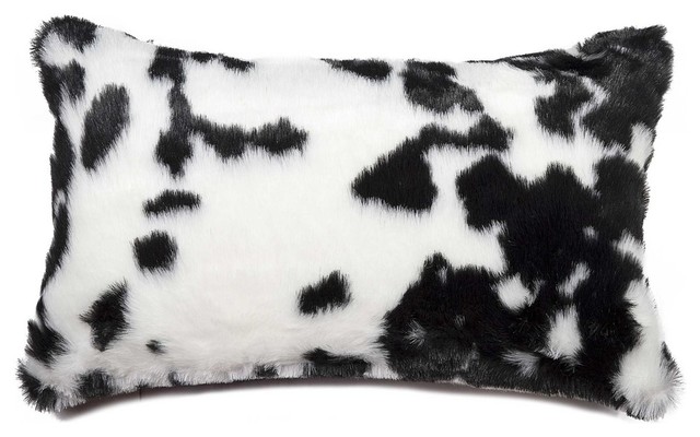 Homeroots Decor Belton Faux Fur Pillow Sugarland Black And White