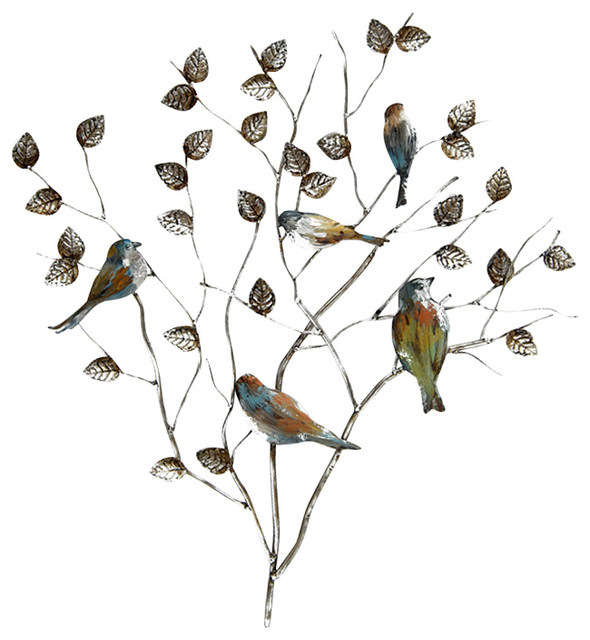 Beaux Arts Branch With Birds Metal Wall Art, 75x82 cm