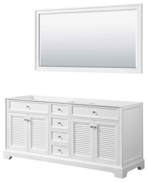 Tamara 72 Double Vanity With 70 Mirror Transitional Bathroom Vanities And Sink Consoles By Wyndham Collection - 72 White Vanity No Top Tamara 72 Double Vanity With 70 Mirror Transitional Bathroom Vanities And Sink Consoles By Wyndham Collection - 72 White Vanity No Top