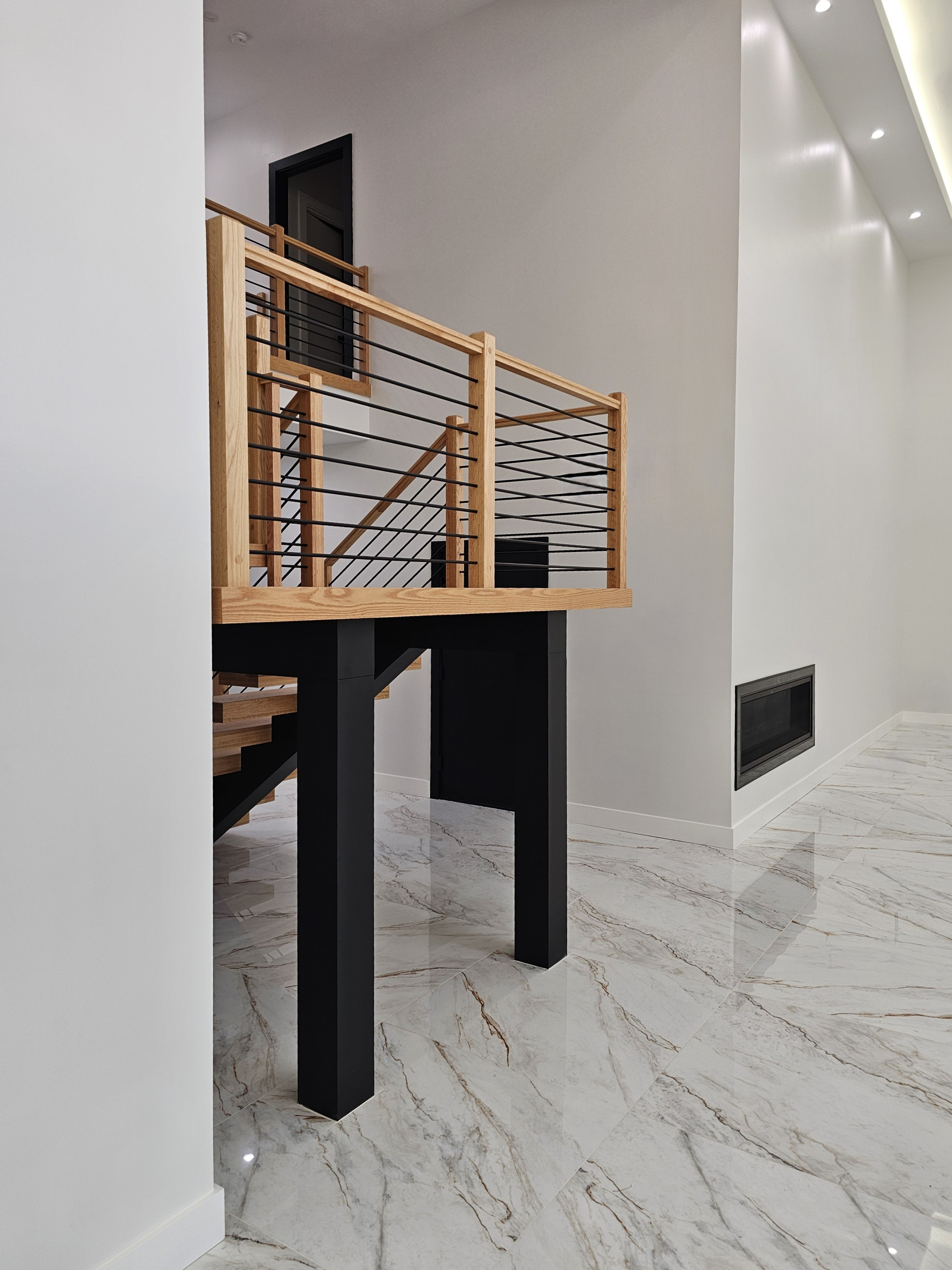 143_Modern Floating Red Oak and Metal Staircase, Sterling, VA