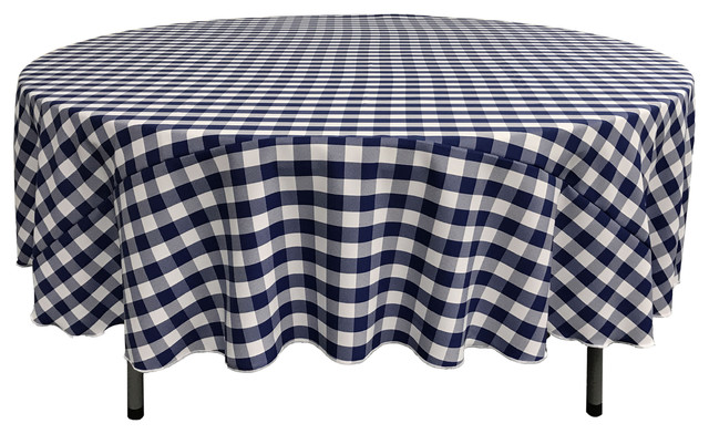 La Linen Polyester Gingham Checd 72, 72 Round Table Linen