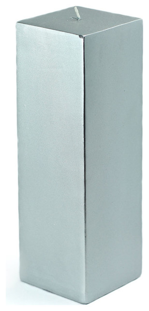 3 x 9" Metallic Silver Square Pillar Candle