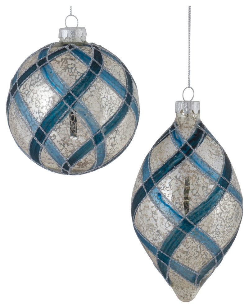 Glitter Net Glass Ball Ornamnet, 6-Piece Set - Modern - Christmas ...