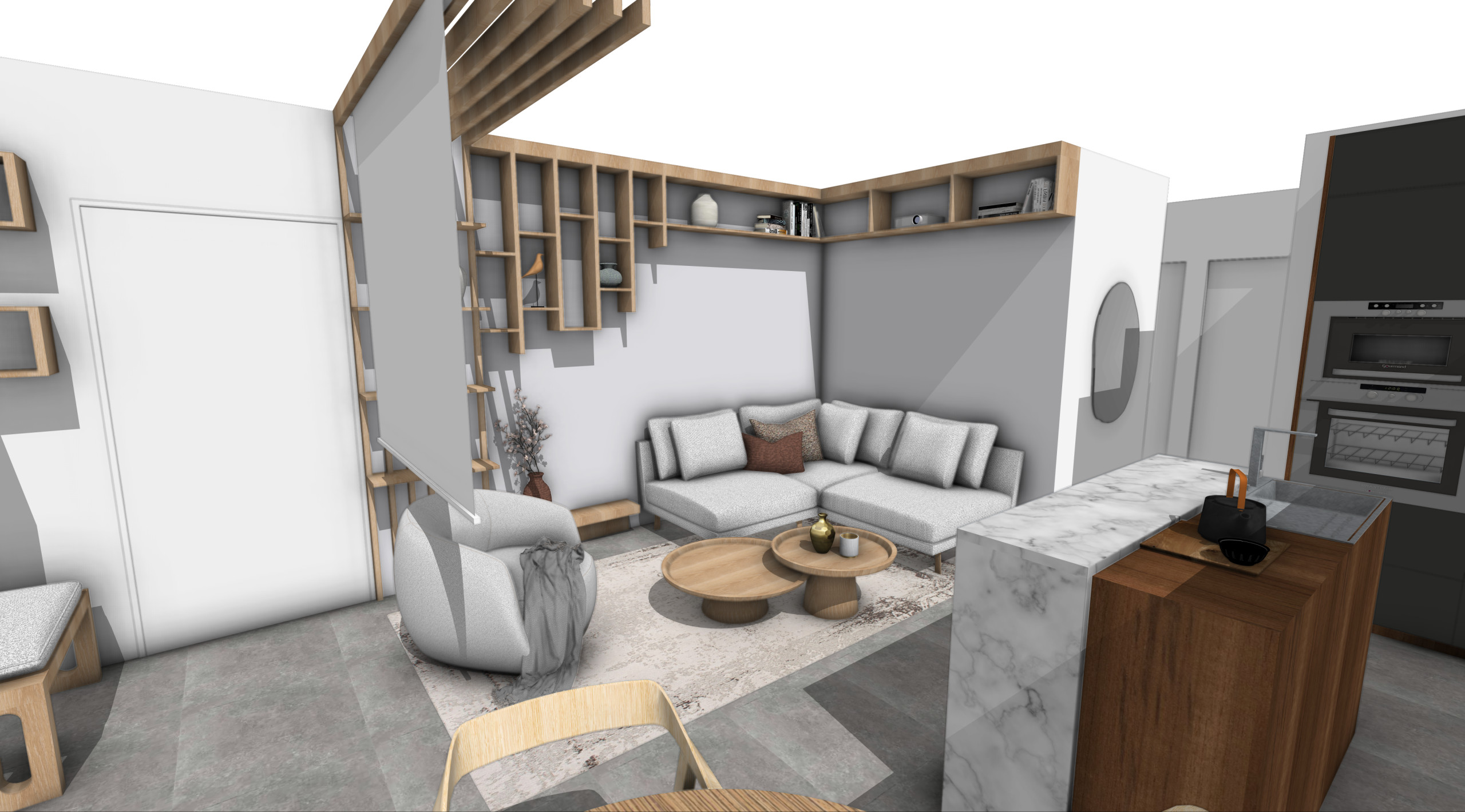Harmonie bois I Salon Japandi I 9 m2 (en cours de création)