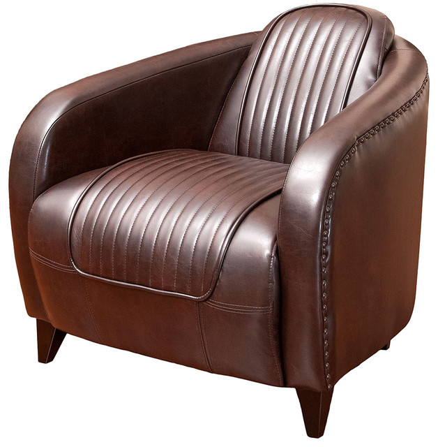Aviax Brown Leather Club Chair