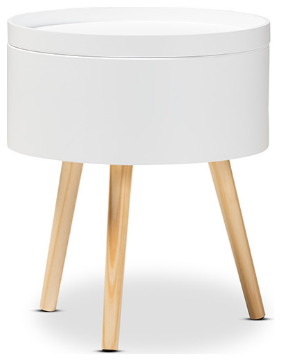 Baxton Studio Jessen Mid Century Modern White Wood Nightstand With Removable Top Midcentury Nightstands And Bedside Tables By Hedgeapple