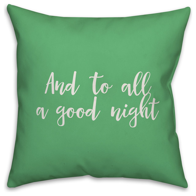 And To All A Good Night Light Green 18x18 Throw Pillow