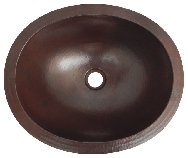 Mexican Copper Sink DropIn Bathroom Sinks 16"x13" Dark Patina Rustic