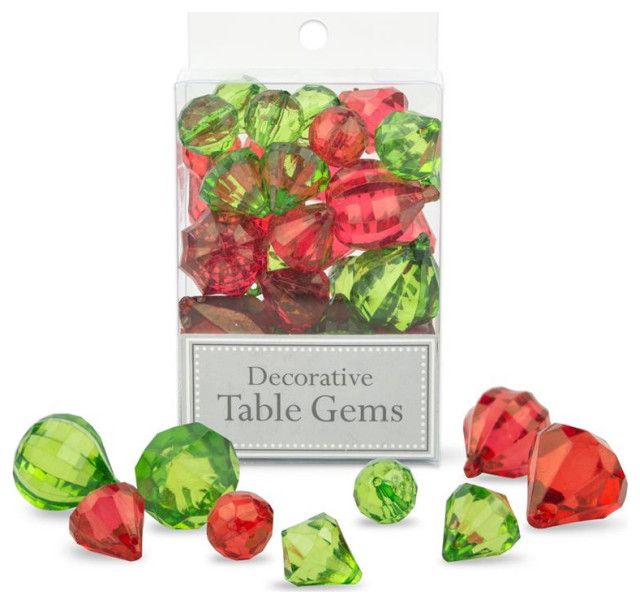 DII 3" Modern Acrylic Home Decor Gems with Acetate Box in Red/Green