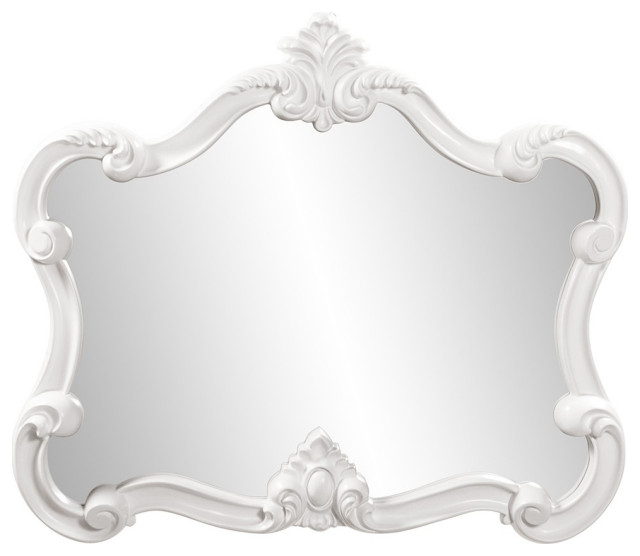 HomeRoots White Baroque Shape Ornate Mirror