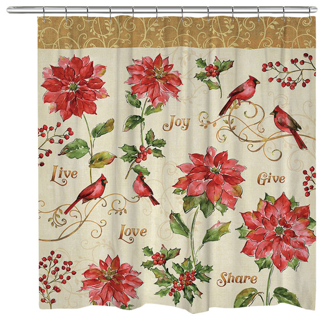 Laural Home Red Christmas Shower Curtain Contemporary Shower