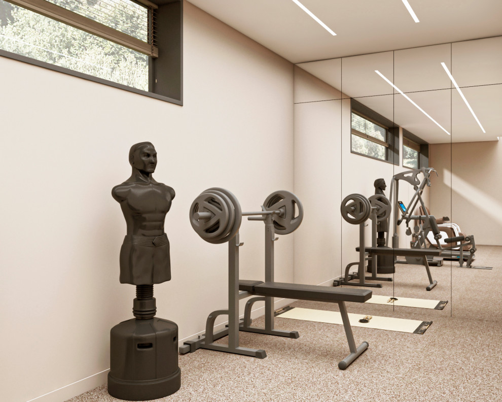 Двухэтажный жилой дом с видом на горы.