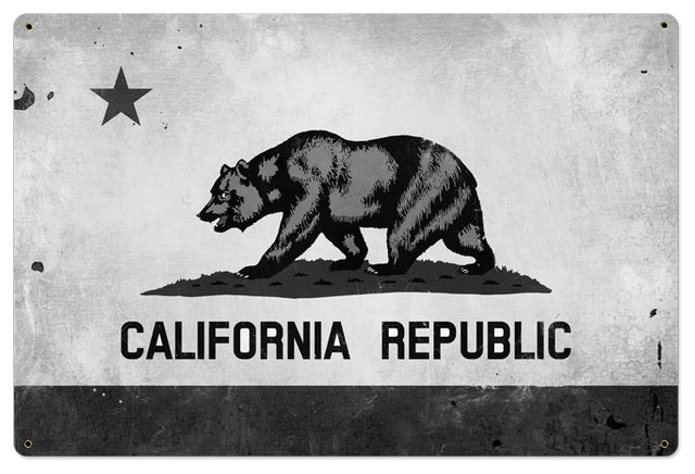 California Flag Metal Sign Wall Decor 36 x 24