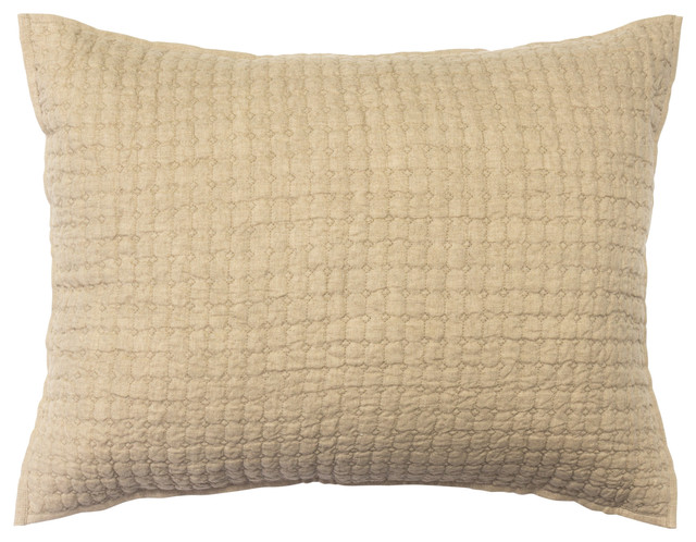 Karina Quilted Linen Natural  Throw Pillow