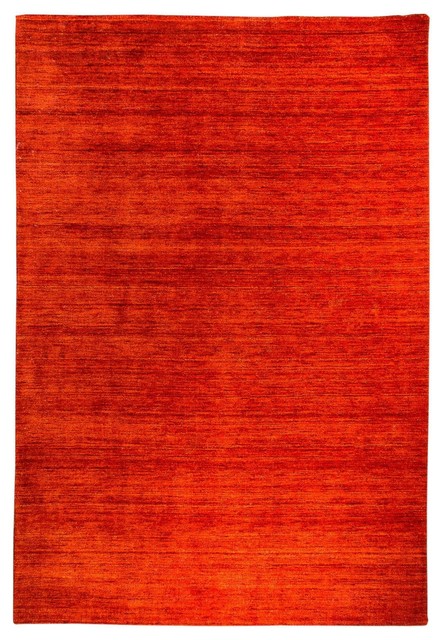 Plain Gabbeh Wool Rug, Rusty Red, 300x250 cm