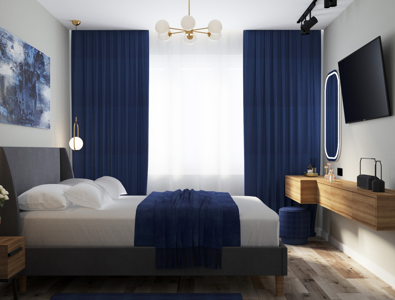 Дизайн с акцентным синим