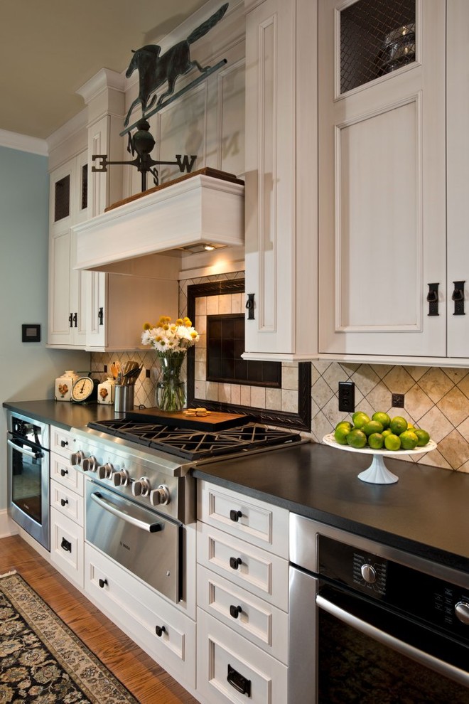 Traditional Kitchen with White Cabinets and Stainless ...