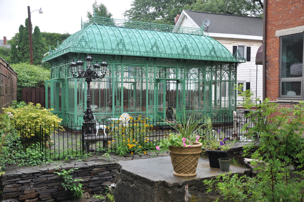 This is an example of a traditional backyard verandah in New York.