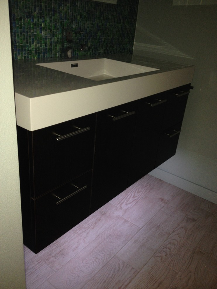 Floating vanity with LED lighting Transitional