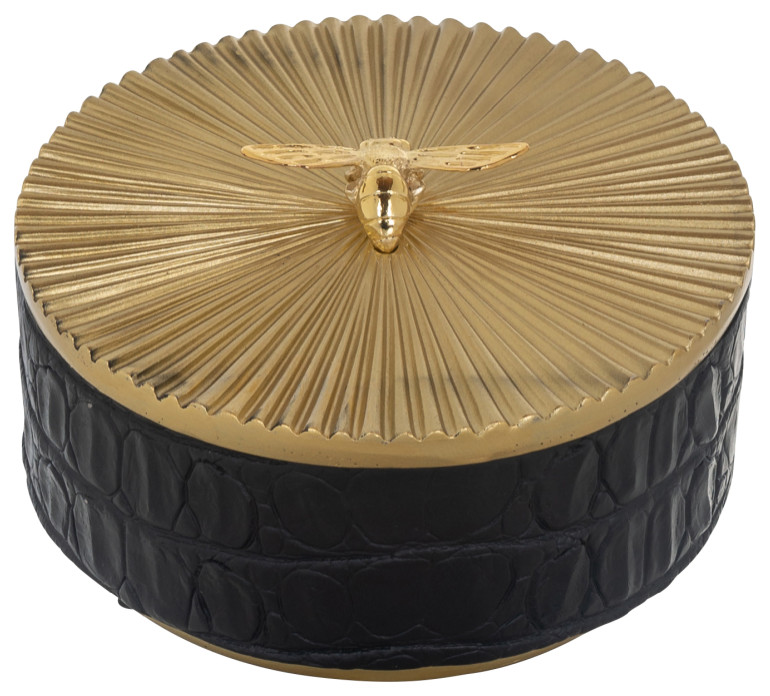 Round Black Modern Storage Box | OROA Beez, Large