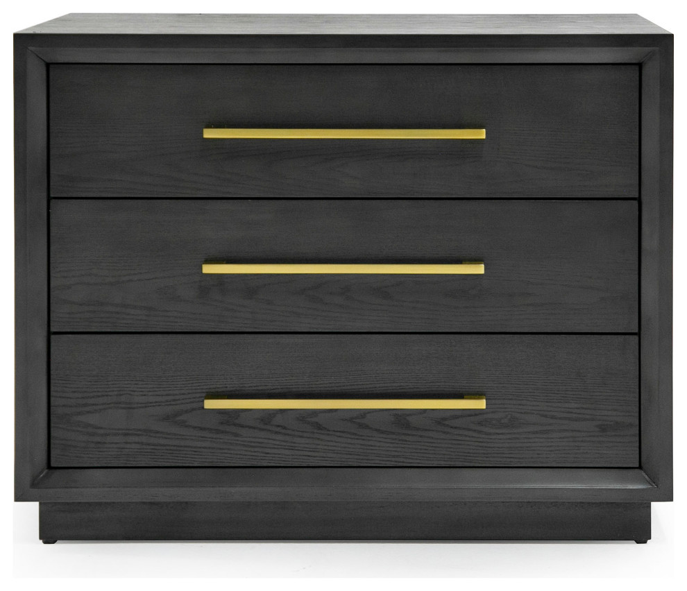 Modrest Manhattan Contemporary Grey and Gold Nightstand Transitional