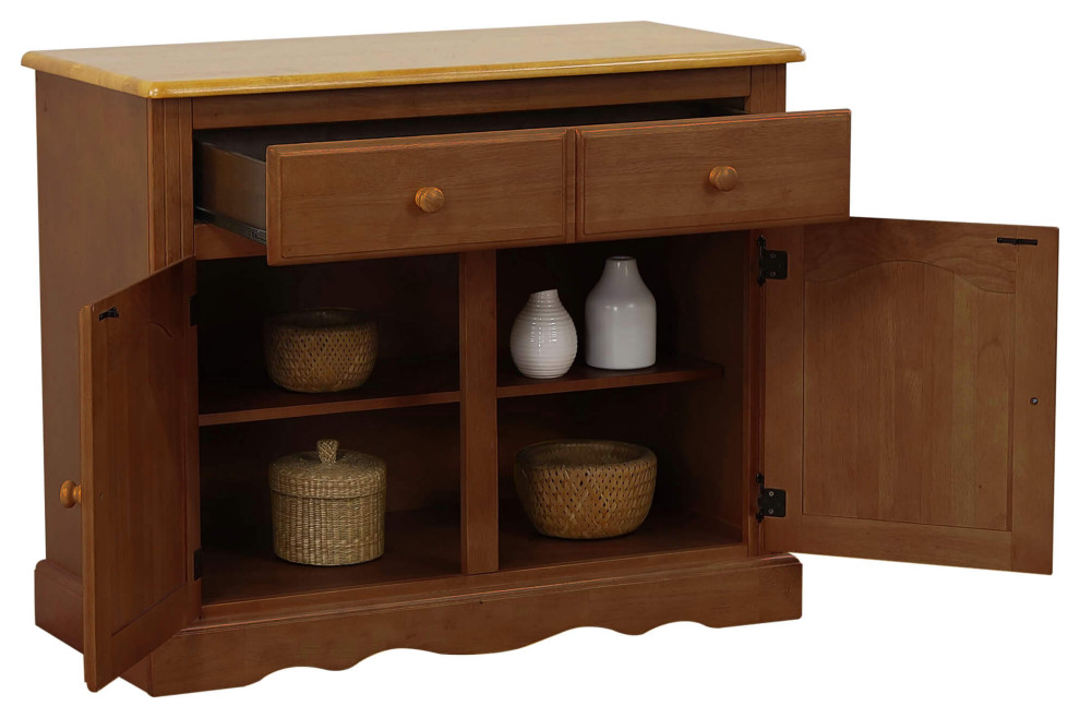 38"W China Glass Doors Buffet and Lighted Hutch Transitional