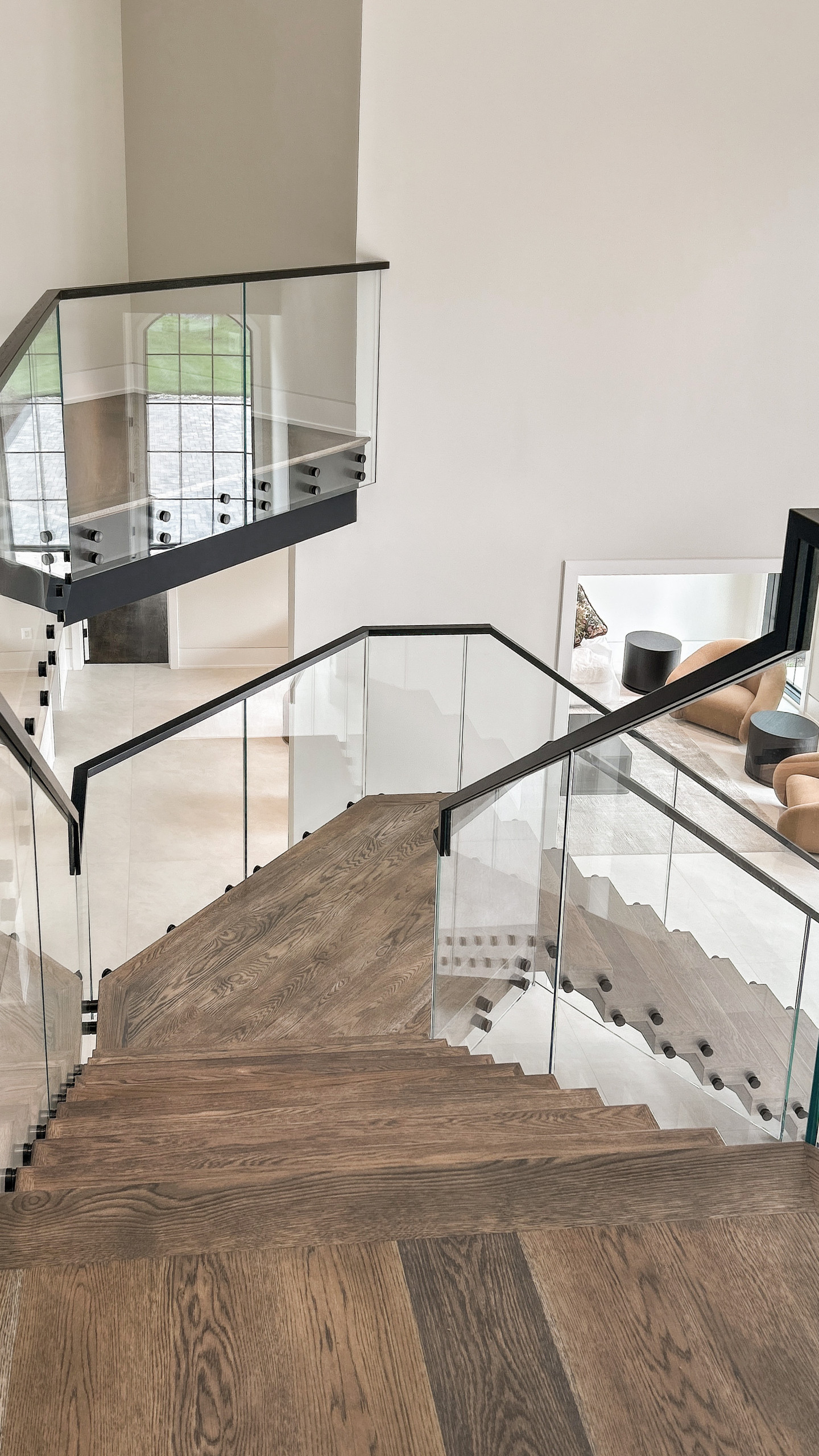 Project #159 | Modern Foyer Stair with Stand-off Glass Railing