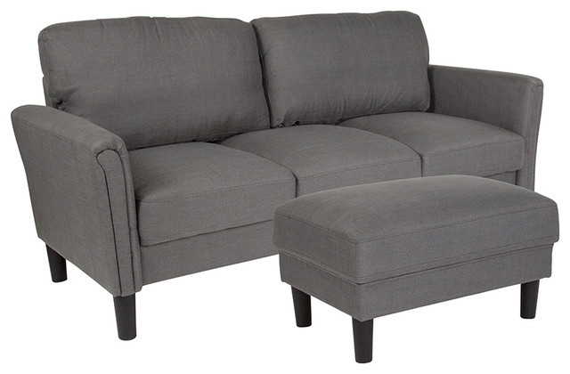 Bari Upholstered Sofa And Ottoman Dark Gray Fabric