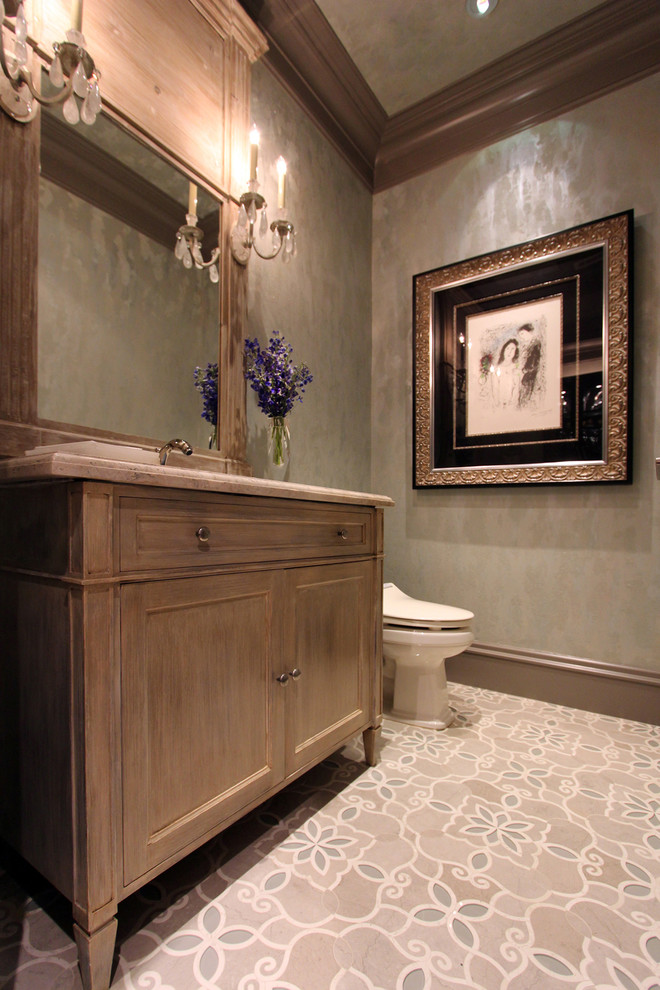 Powder Puff Room Moonshine glam powder puff room - Transitional - Powder Room - Houston ...