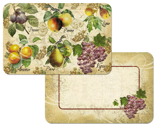 J.Mark Kitchen and Home Decor Old World Fruit Plastic Placemats, Set of 4 Placemats Houzz